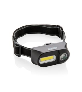 Čelovka s LED a COB, černá> černá