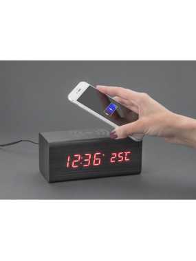 Stolní hodiny s bezdrátovou indukční nabíječkou > černá