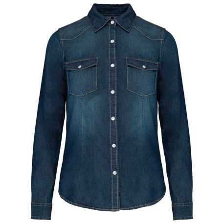 Dámská košile (KARIBAN LADIES 'LONG SLEEVE DENIM SHIRT)>modrá (jean)>XL