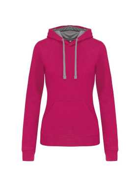 Dámská mikina (KARIBAN LADIES 'CONTRAST HOODED SWEATSHIRT)>růžová (fuchsia)/šedá (fine)>M