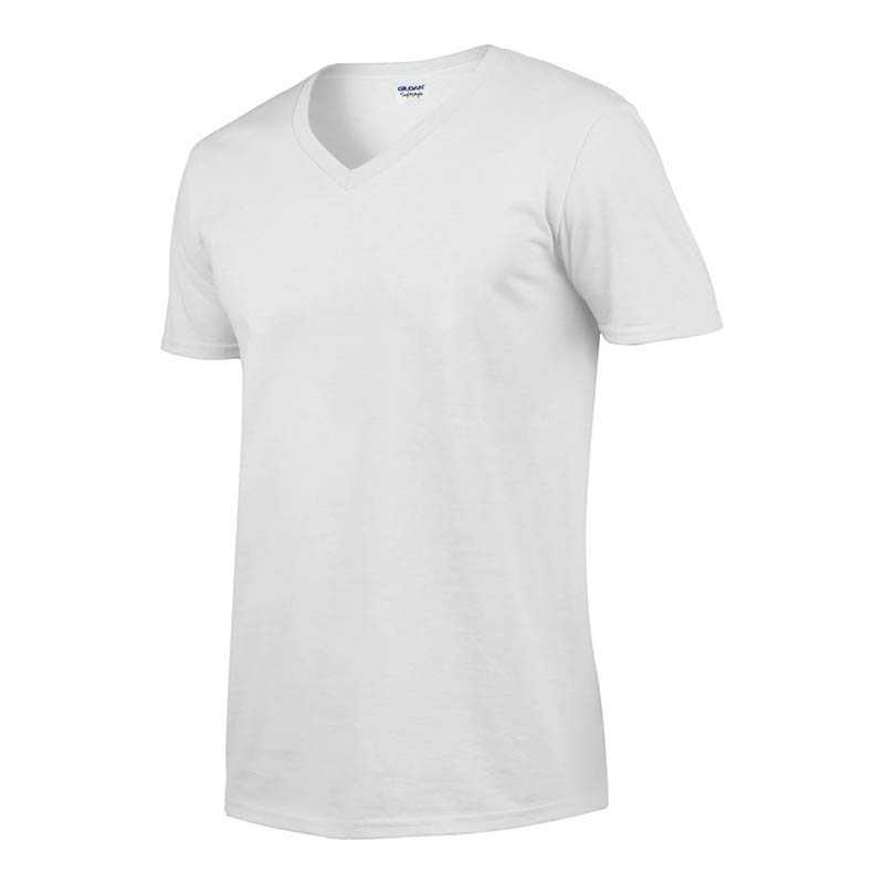 Unisex triko(GILDAN SOFTSTYLE ADULT V-NECK T-SHIRT)>bílá>M