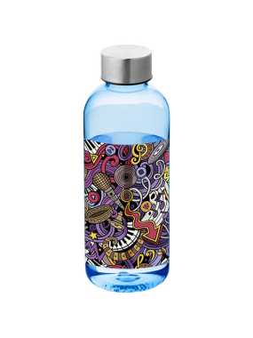 Láhev> transparentní modrá / stříbrná