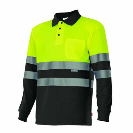 Pánská polokošile (VELILLA HV LS TWO-TONE POLO) > černá/žlutá (hi-vis) > 2XL