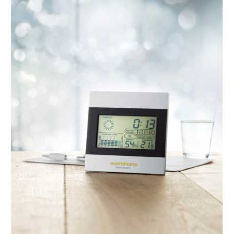 Meteostanice s hodinami> stříbrná (matt)