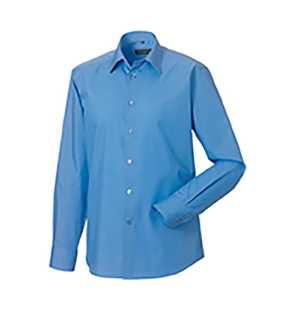 Pánská košile(Long Sleeve PolyCotton Easy Care Tailored Poplin RUSSELL)>modrá(corporate)>L