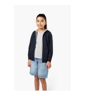 Dětská mikina (Kariban "KIDS 'FULL ZIP HOODED SWEATSHIRT")>černá / šedá (fine)>8/10