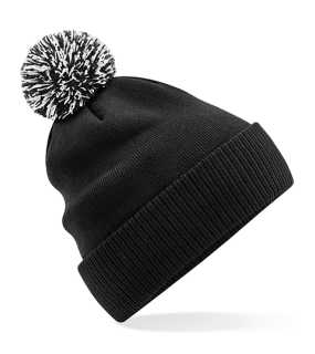 Unisex čepice (Beechfield Recycled Snowstar Beanie) > černá/bílá