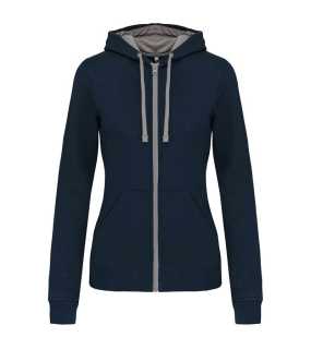 Dámská mikina(KARIBAN LADIES 'CONTRAST HOODED FULL ZIP SWEAT)>modrá(navy)/šedá(fine)>XL