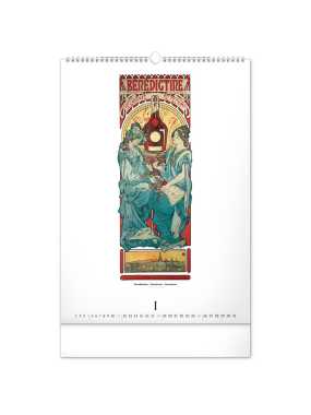 Nástěnný kalendář (Alfons Mucha 2026) - 33 x 46 x 1 cm