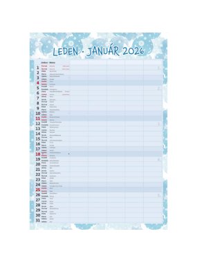 Nástěnný kalendář (Rodinný plánovač 2026) - 31,5 x 45 cm