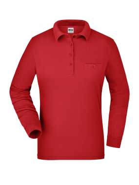 Dámská pracovní polokošile(JN Ladies Workwear Polo Pocket Longsleeve)>červená>XL