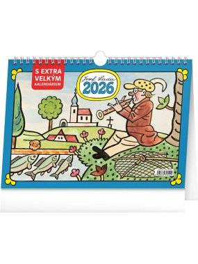 Stolní kalendář Josef Lada s extra velkým kalendáriem 2026, 30 x 21 cm