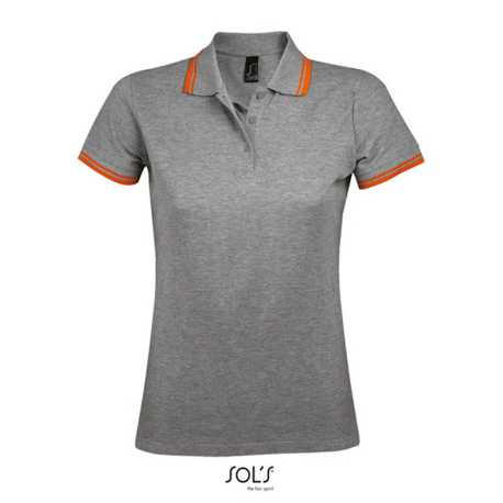 Dámská polokošile (Sols PASADENA WOMEN - WOMEN POLO SHIRT)>šedá (melange) / oranžová>S
