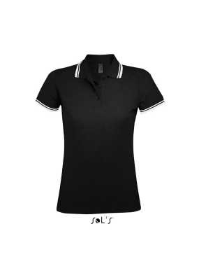 Dámská polokošile (Sols PASADENA WOMEN - WOMEN POLO SHIRT)>černá / bílá>L