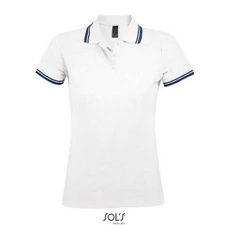 Dámská polokošile (Sols PASADENA WOMEN - WOMEN POLO SHIRT)>bílá / modrá (navy)>M