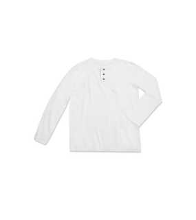 Pánské triko (STEDMAN Shawn Long Sleeve Henley T-shirt)>bílá>2XL