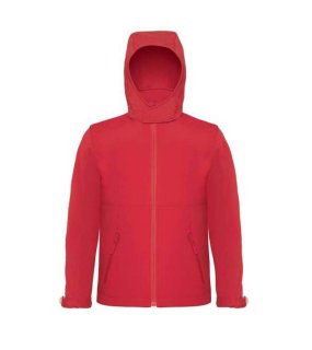 Dětská softshell bunda (B&C HOODED SOFTSHELL/KIDS)>červená>5/6