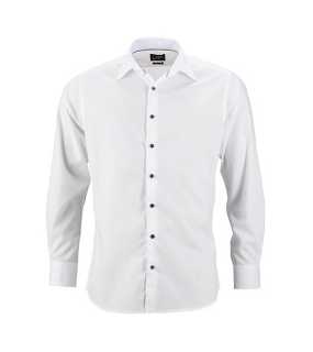 Pánská košile (JN Mens Shirt Plain)>bílá / bílá / modrá (light)>S