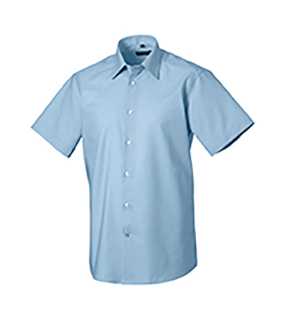 Pánská košile (Short Sleeve Easy Care Tailored Oxford RUSSELL)>modrá (oxford)>L