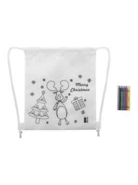 Vánoční vak ke stažení šňůrkou na vybarvení > bílá
