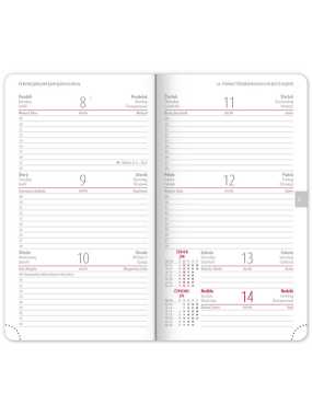 Diář (Tomy 2026) - 9 x 15,5 x 1 cm > hnědá / červená > kapesní týdenní