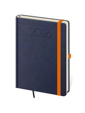 Diář s gumičkou (New Praga 2026) - 14,5 x 20,5 cm > modrá > denní A5