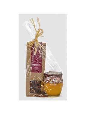 Vánoční dárkové balení, Vánoční čaj 100g, Květový med 250g amfora