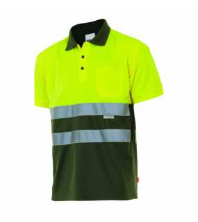 Pánská polokošile (VELILLA HV SS TWO-TONE POLO) > hnědá (khaki) / žlutá (hi-vis) > M