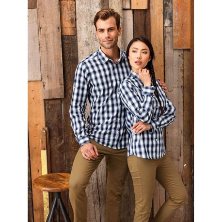 Dámská košile(PREMIER "Mulligan" CHECK - LADIES COTTON LS SHIRT)>bílá/modrá(navy)>XL