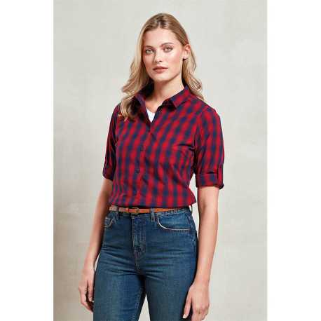 Dámská košile(PREMIER "Mulligan" CHECK - LADIES COTTON LS SHIRT)>bílá/modrá(navy)>XL