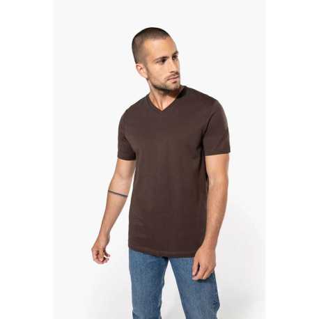 Pánské triko (KARIBAN MENS SHORT SLEEVE V-NECK T-SHIRT)>oranžová>L