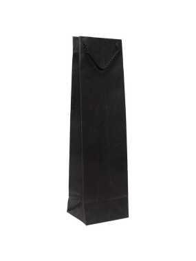 Papírová taška (Textilní ucho - kraftový papír) > černá > 11x9x40 cm