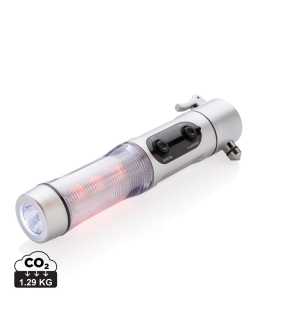 Nouzová baterka s kladívkem do auta > stříbrná