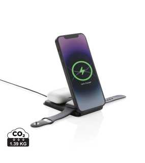 Magnetická bezdrátová nabíječka 3v1 Swiss Peak 15W z RCS PU > černá