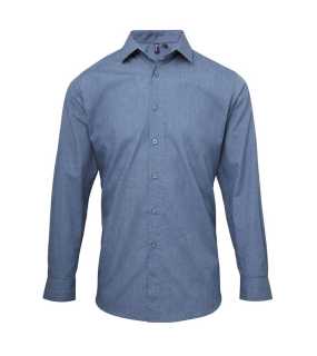 Pánská košile(Premier MEN'S CROSS-DYE ROLL SLEEVE POPLIN BAR SHIRT)>modrá(indigo denim)>S
