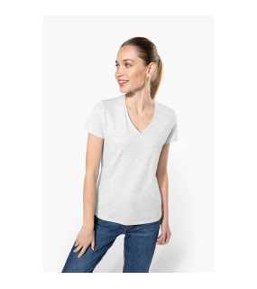 Dámské tričko(KARIBAN LADIES SHORT SLEEVE V-NECK T-SHIRT)>bílá>M
