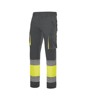 Pánské kalhoty (VELILLA HV 100% COTTON TROUSERS) > šedá / žlutá (hi-vis) > 4XL