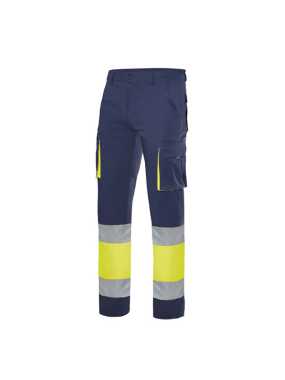 Pánské kalhoty (VELILLA HV 100% COTTON TROUSERS) > modrá (navy) / žlutá (hi-vis) > 4XL