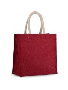 Brašna (KIMOOD JUTE CANVAS TOTE SHOPPING BAG - LARGE) > červená (cherry) / zlatá
