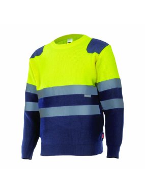 Pánský svetr (VELILLA HV TWO-TONE KNITTED JUMPER) > modrá (marine) / žlutá (hi-vis) > L
