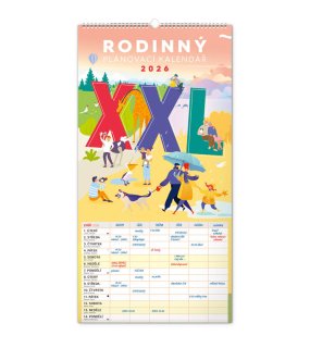 Nástěnný kalendář Rodinný plánovací XXL 2026, 33 x 64 cm