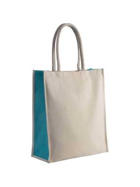 Taška (KIMOOD COTTON / JUTE TOTE BAG - 23L)>přírodní / tyrkysová