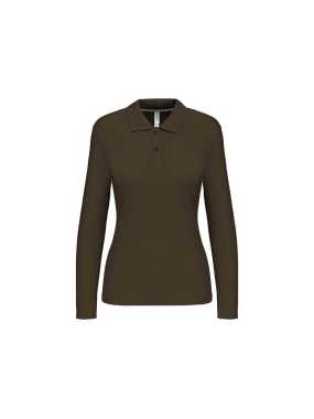Dámská polokošile (Kariban Ladies Long Sleeve Pique Polo Shirt)>hnědá (dark khaki)>XL
