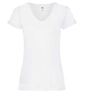 Dámské tričko (FRUIT OF THE LOOM Lady-Fit Valueweight V-Neck T)>bílá>M