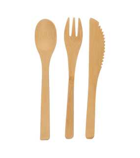 Sada bambusových příborů> béžová