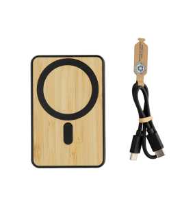 Magnetická powerbanka Zen 5000mAh 5W z RCS plastu a bambusu > černá