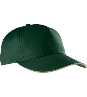 5 panelová kšiltovka (K-UP SANDWICH PEAK CAP - 5 PANELS)>zelená (forest) / béžová