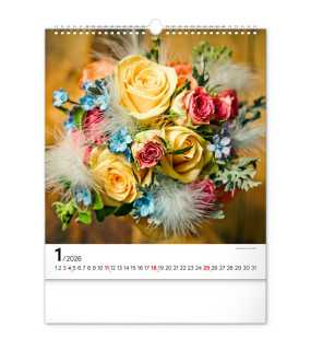 Nástěnný kalendář (Květy 2026) - 30 x 34 x 1 cm