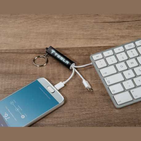 Klíčenka s nabíjecím kabelem USB > černá