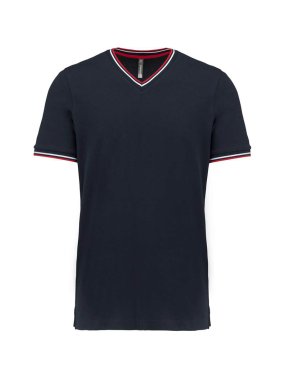 Pánská polokošile (Kariban "MEN'S PIQUÉ KNIT V-NEK T-SHIRT")>modrá (navy)/červená/bílá>3XL
